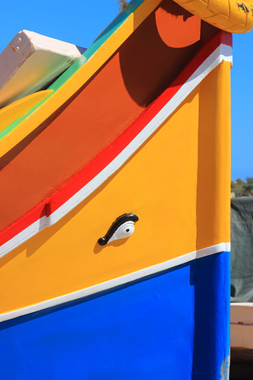 MALTA, Marsaxlokk, fishing village, fishing boat (Luzzu) with 'Eye of Orisis', MLT1041JPL 370
