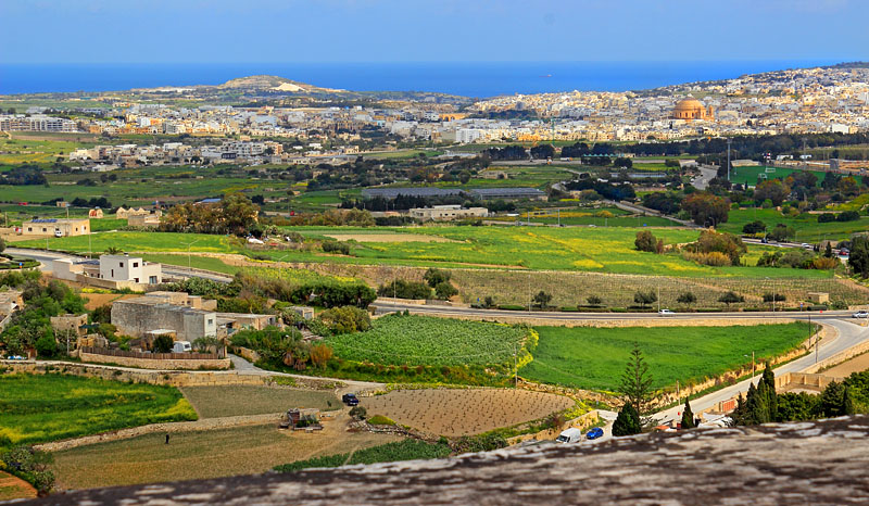 MALTA, Mdina, countryside view from top of fortifications, MLT1013JPL 800