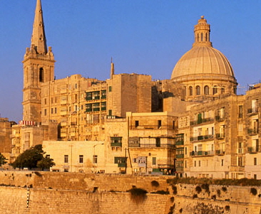 MALTA, Valletta, city view and walls, St Paul's Church spire, MLT680JPL 370