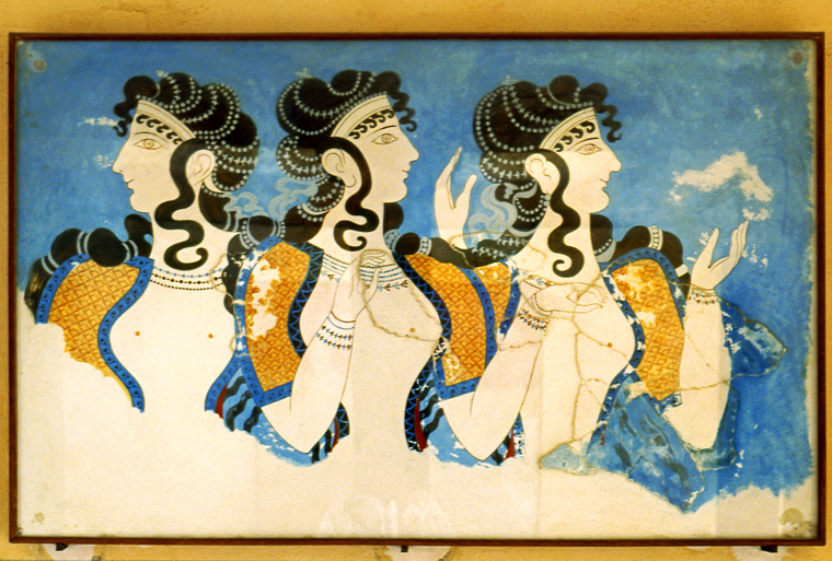 PALACE OF KNOSSOS, famous 'Ladies in Blue' fresco copy 760