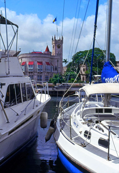 BARBADOS, Bridgetown, Yachting Marina and Parliament building, BAR263JPL A 559 deep