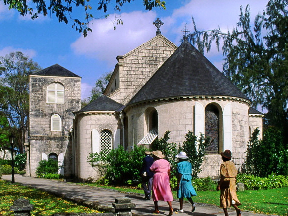 BARBADOS, Holetown, churchgoers arriving at St James Church, BAR294JPL A 650