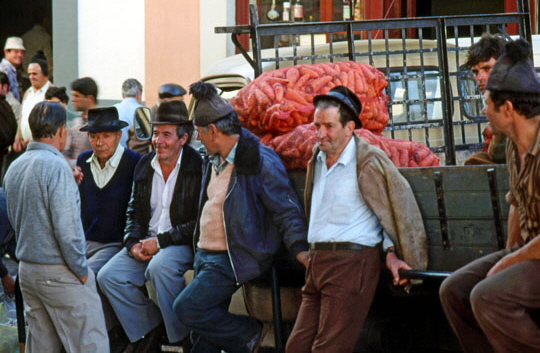 MADEIRA, Funchal Market, farmers chatting, MAD115JPL  A  365 deep
