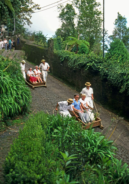 MADEIRA, Monte, tourists on a Toboggan Run, MAD163JPL  A 423