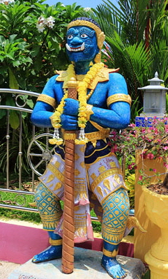 Thailand, PHUKET, Karon Temple (Wat Suwan Khiri Khet), shrine room, guardian statue, THA3652JPL 290