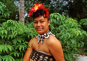 TONGA, Tongan woman in national dress, posing, TON146JPL A 300